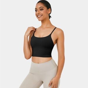 Black padded cropped tank top